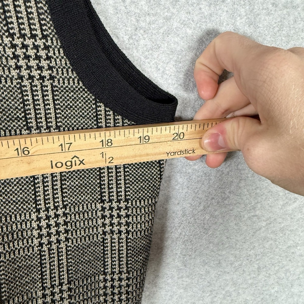 Vintage 90s Polo Ralph Lauren Houndstooth Wool Silk Sweater Vest Cardigan Mens M - Picture 4 of 6